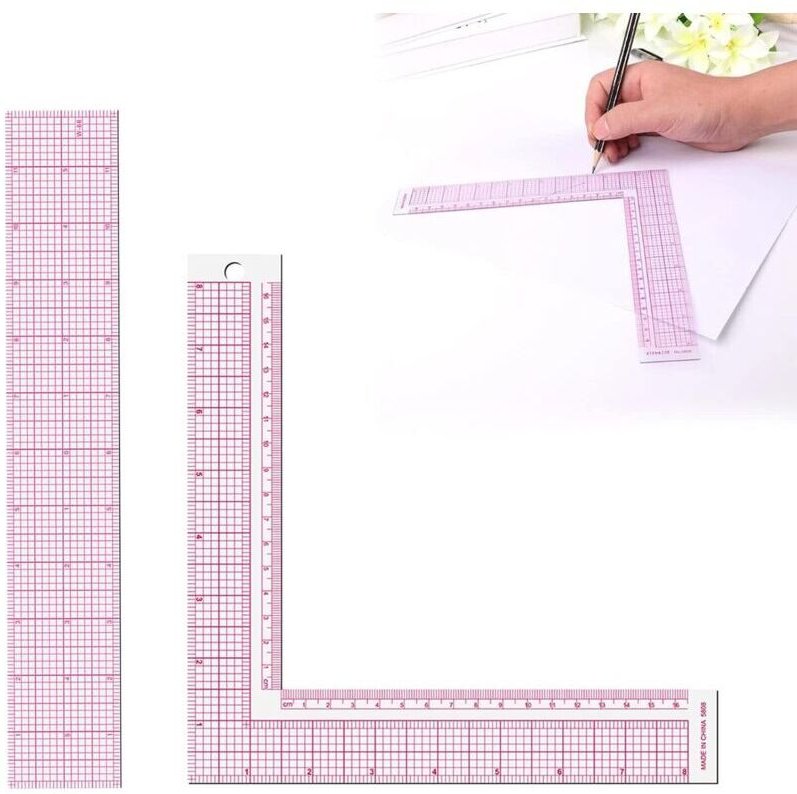 Schneiderlineal, L-förmiges Winkellineal, Nähmaßlineal, Schneiderlineal, L-förmiges Winkellineal, geeignet zum Zuschneid...