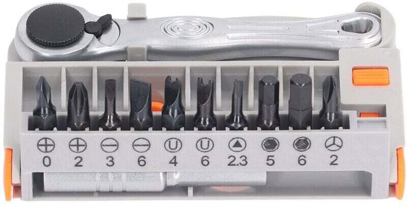 Clé À Cliquet Tournevis Avec Embouts Fente Croisée Éjection Automatique 12 Pièces Argent