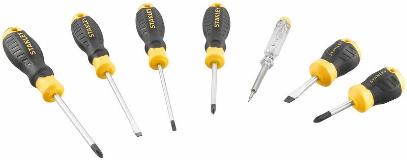 Set mit 7 Schraubendrehern mit gepolstertem Griff: Phillips Flat & Voltage Test STANLEY STHT16166-0