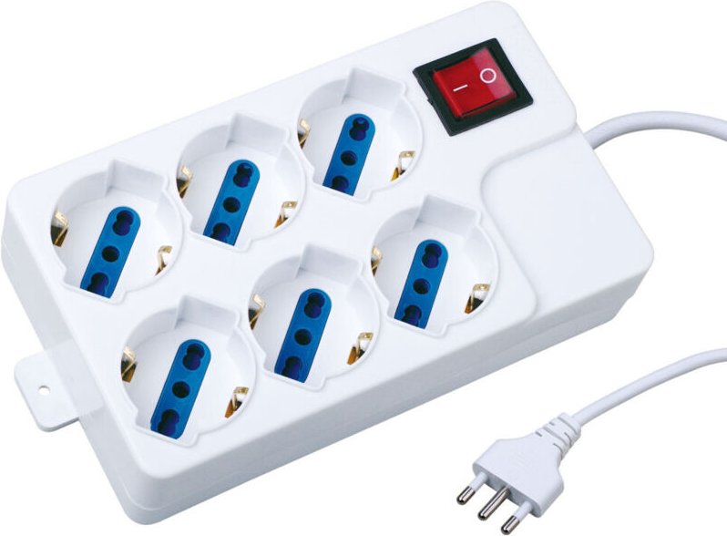 Trade Shop Traesio - Trade Shop - elektrische multipres tabelle 6 schuko 10-16A interrector 2500W 1.5MT -