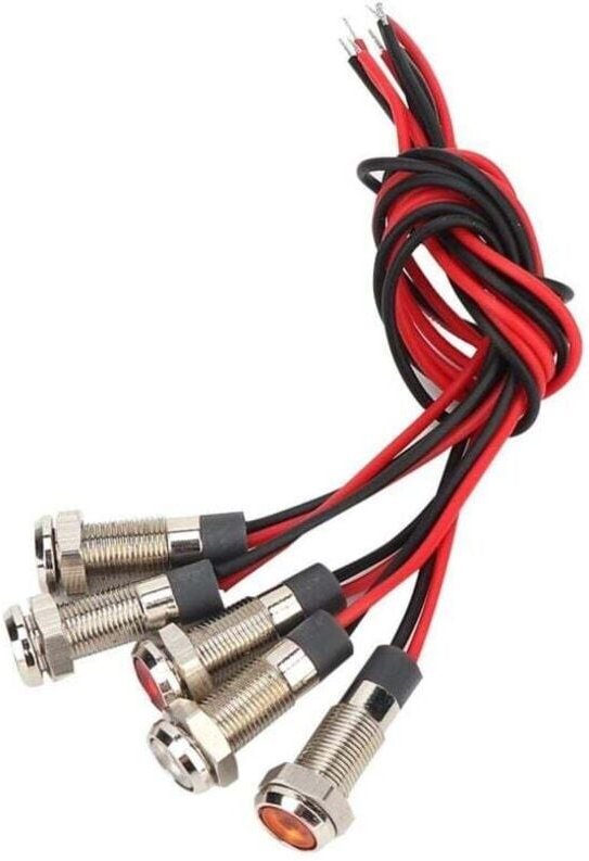 SNQ - Stück LED-Lampe IP66 6 mm led wasserdichtes Metall-Warnlicht mit Kabel 1NO Rot Grün Gelb Blau Weiß Konkave LED-Lam...