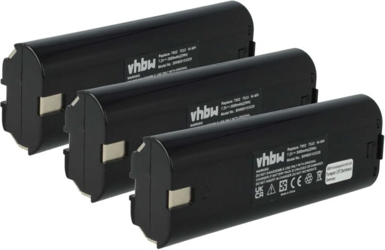 3x Akku kompatibel mit Mikrofyn Mikrolaser MLP-120 Elektrowerkzeug (3000 mAh, NiMH, 7,2 v) - Vhbw