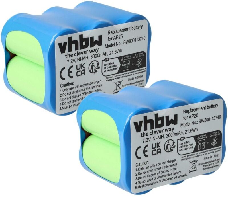 Vhbw - 2x Akku kompatibel mit Pellenc AP25, P80 Werkzeug (3000 mAh, NiMH, 7,2 v)