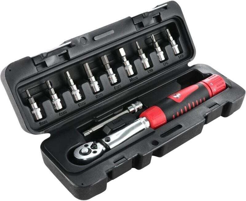 1/4"-Drehmomentschlüssel-Set, 2–24 Nm, einstellbarer Drehmomentschlüssel, Drehmomentschlüssel für Rennrad, TÜV, Motorrad