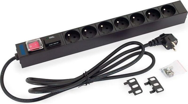 Triton Professionelle Steckdosenleiste Schwarz 7 Steckdosen 16A