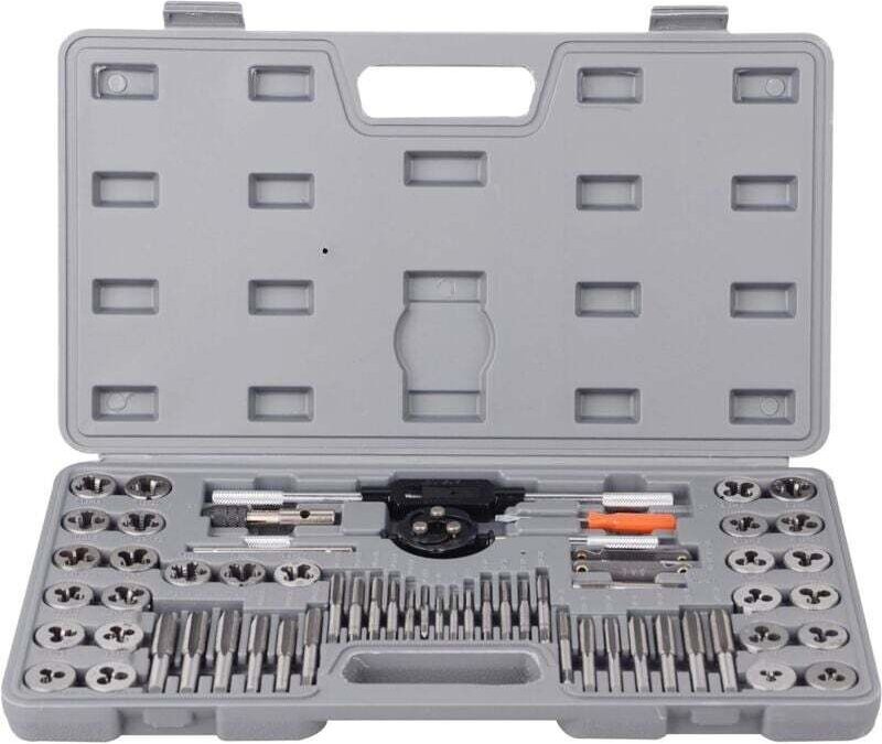 Satz mit 60 Standard-Gewindebohrern und -Schneideisen aus legiertem Stahl und SAE-legiertem Stahl – Grob- und Feingewind...