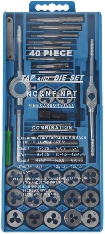 40-teiliges Gewindeschneidset aus Wolframlegierungsstahl, metrische Gewindeschneidwerkzeuge, Kegelbohrer-Gewindeschneids...