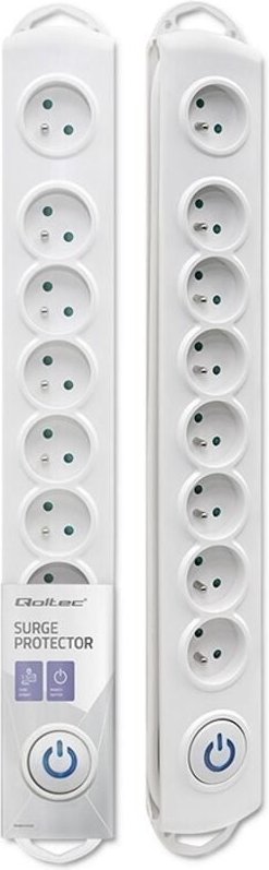 Qoltec Überspannungsschutz-Steckdosenleiste 8 Steckdosen 1,5 m Weiß