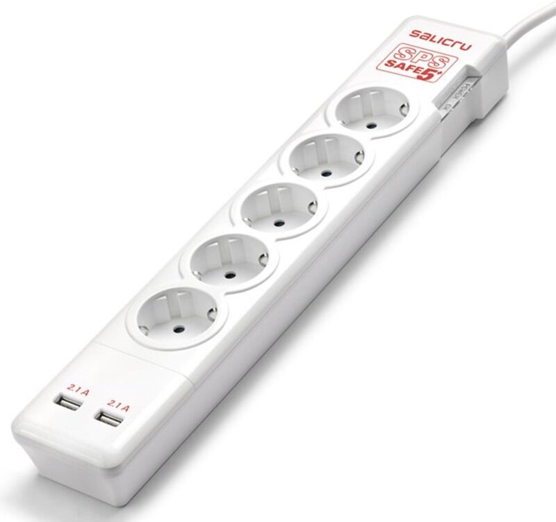 Salicru - sps safe 5+ Steckdosenleiste - 5 Schukosteckdosen + 2 Anschlüsse usb 2.1a