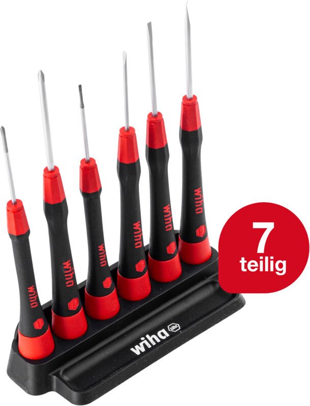 Feinschraubendreher Set PicoFinish® Schlitz, Phillips 7-tlg. inkl. Halter i Präzision im Kopf i Reparaturset für Modellb...