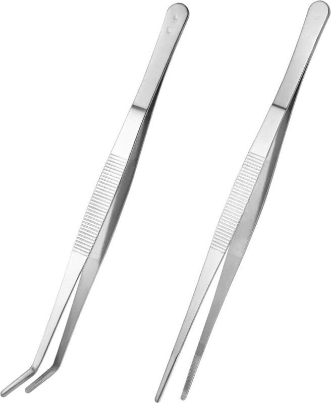 Set mit 2 Pinzetten aus Edelstahl (Silber) - Csparkv
