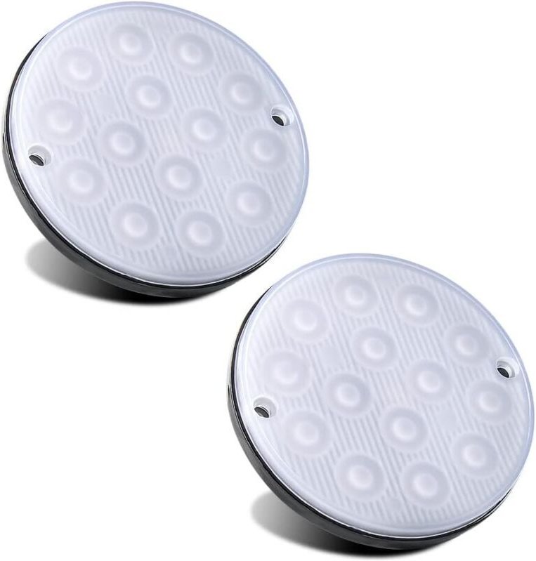 2 runde rote Anhänger-Begrenzungsleuchten mit 14 LEDs und Fern-/Abblendlichtmodus, Oberflächenmontage-Tagfahrlicht/Rückf...