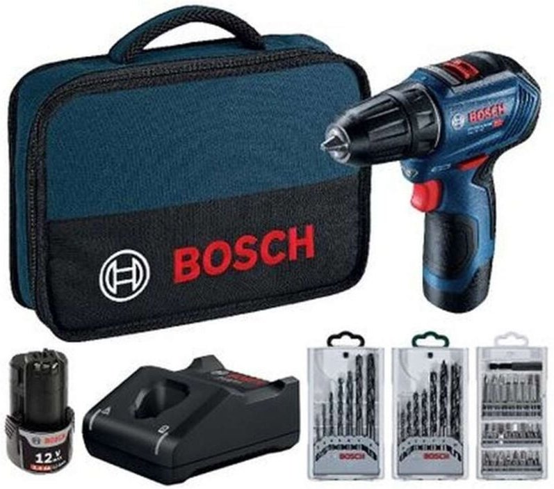Werkzeug - 12V Akku-Bohrschrauber mit Zubehör, 2x 2,0 Ah Li-Ion Akku, Ladegerät 06019G9001 - Bosch