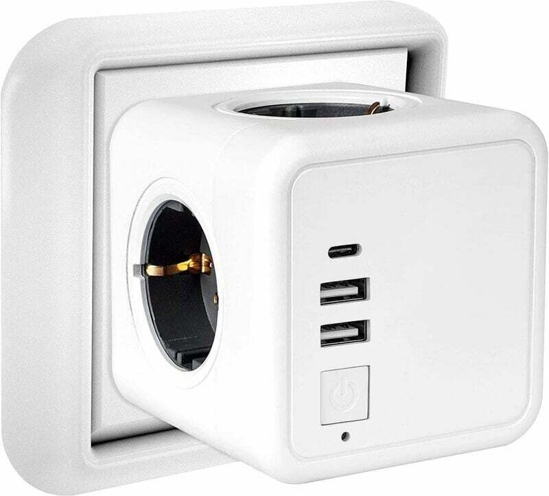 Multi-USB-Steckdose, Würfel-Steckdosenleiste mit 4 Ausgängen, 2 USB-Steckdosen, 1 Typ-C-Anschluss, 7-in-1-USB-Steckdosen...