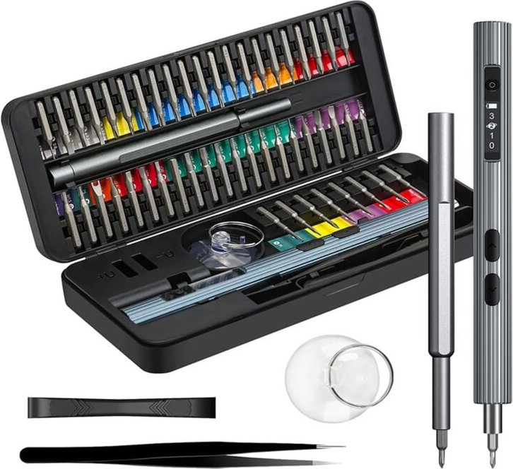 Mini-Elektroschraubendreher, 58-in-1-Schraubendreher-Set mit 48 magnetischen Bits, für Telefonuhr-Kamera-Laptop