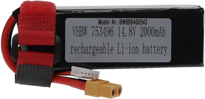 Vhbw - Akku kompatibel mit XT60 Stecker für Modellbau z.B. Racing Car, Helikopter, Flugzeug (2000mAh, 14,8V, Li-Polymer,...