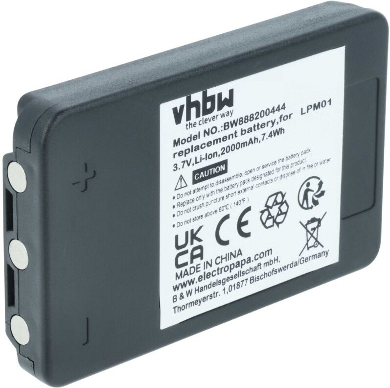 Vhbw - Akku kompatibel mit Autec lk neo Industrie-Funkfernsteuerung Fernbedienung (2000mAh, 3,7V, Li-Polymer) - Schwarz