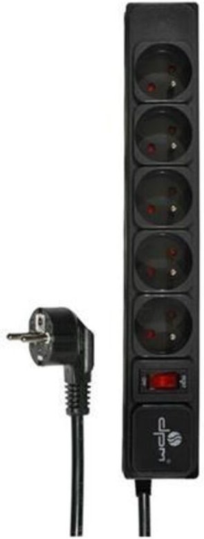 Schutzleiste mit Schalter, 5 Steckdosen, schwarz, 3 m