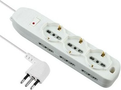 Bypass-Steckdosenleiste + Schuko + Electraline thermische Überlast weiß 9 Plätze 2P+E 10A Nr. x mmq 3x0,75 m 2.