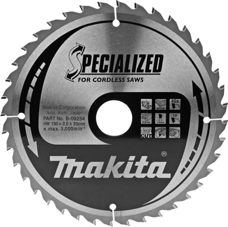 Makita Kreissägeblatt SPECIALIZED 190 x 30 mm • 40 Zähne • Holz
