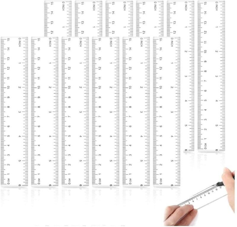 Bluedeer - Kunststoff Lineal 12 Stück 15cm Transparent Präzision Lineal mit Metrische&Inch-Skala für Schule Geprägte Zen...