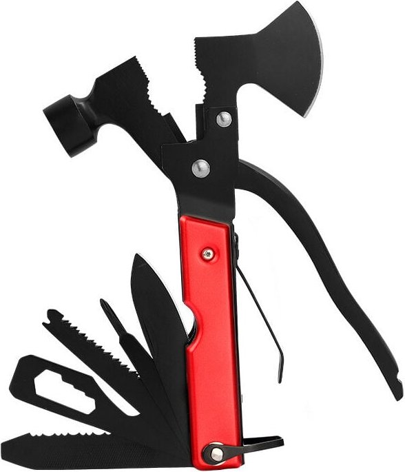 18 in 1 Multifunktionswerkzeug aus Edelstahl mit Hammer, Zange, Schraubendreher, Säge, Flaschenöffner, Taschenwerkzeug f...