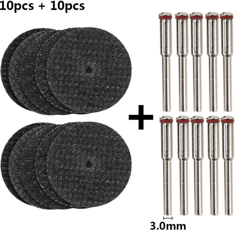 10 + 10 Stück 32 mm Mini-Diamant-Trennscheiben, Trennscheiben für Dremel, HSS-Harz-Kreissägeblatt mit 10 SC-Dornen zum S...
