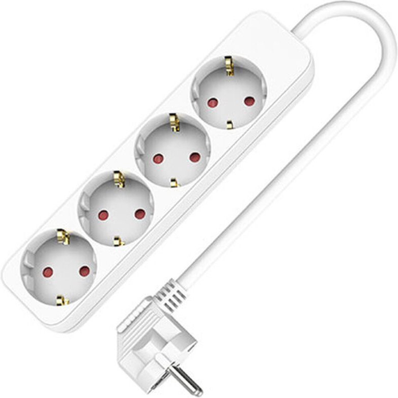 Steckdosenleiste mit 4 Steckdosen ohne Schalter TM Electron TMUAD504 Weiß 3680 W (1,5 m) (4 Stück)