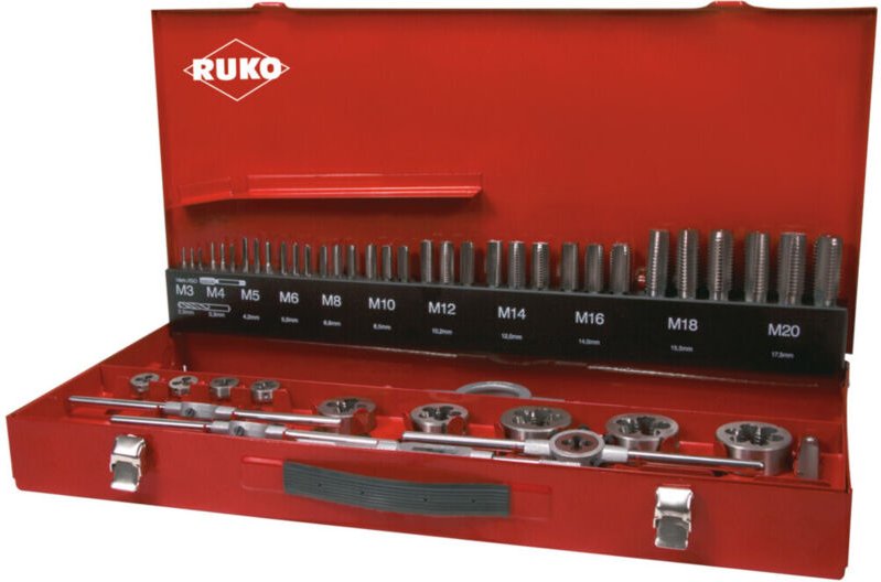 RUKO 54-teiliger Gewindeschneidwerkzeug-Satz HSSE-Co 5 in Industriekassette - 245040E