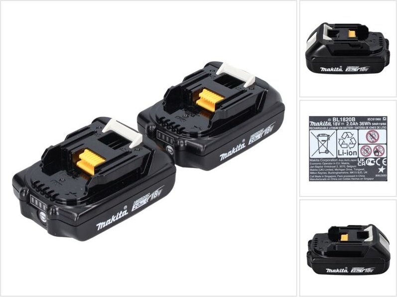 Makita Akku Power Set 18 V mit 2x BL 1820 B Akku 2,0 Ah ( 2x 197254-9 )