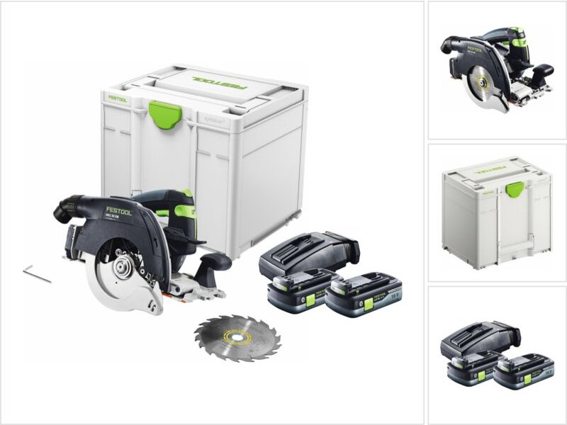 Hkc 55 EB-Basic Akku Handkreissäge 18 v 160 mm Brushless ( 576163 ) + 2x Akku 4,0 Ah + Ladegerät + Systainer - Festool