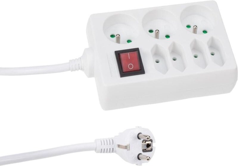 Steckdosenleiste - 3 x schuko + 4 x euro - mit schalter - kabel: 1.5 m - stecker-typ e (französisches system)