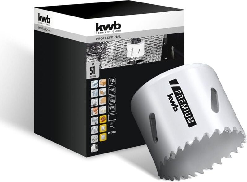 KWB - hss Bi-Metall-Lochsäge ø 51 mm, 8% kobaltlegiert mit progressiver Vario-Zahnung und hoher Präzision für den vielse...