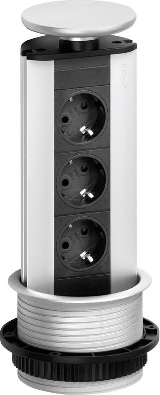 EVOline 93100001 Steckdosenturm 3fach Schwarz, Silber Schutzkontakt 1 St.