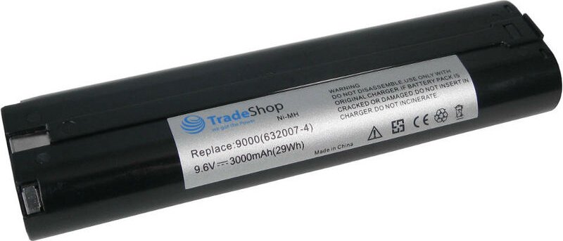 Trade-shop - Ni-MH Akku, 9,6V / 3000mAh für Makita 4093D, 4093DW, 4190D, 4190DB, 4190DW, 4190DWD, 4300D, 4300DW, 4390D, ...