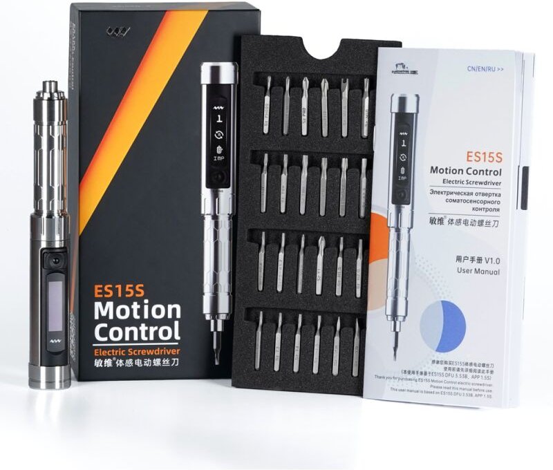 Avvitatore elettrico portatile senza fili MINIWARE ES15S con rilevamento intelligente del movimento, display OLED e luce...