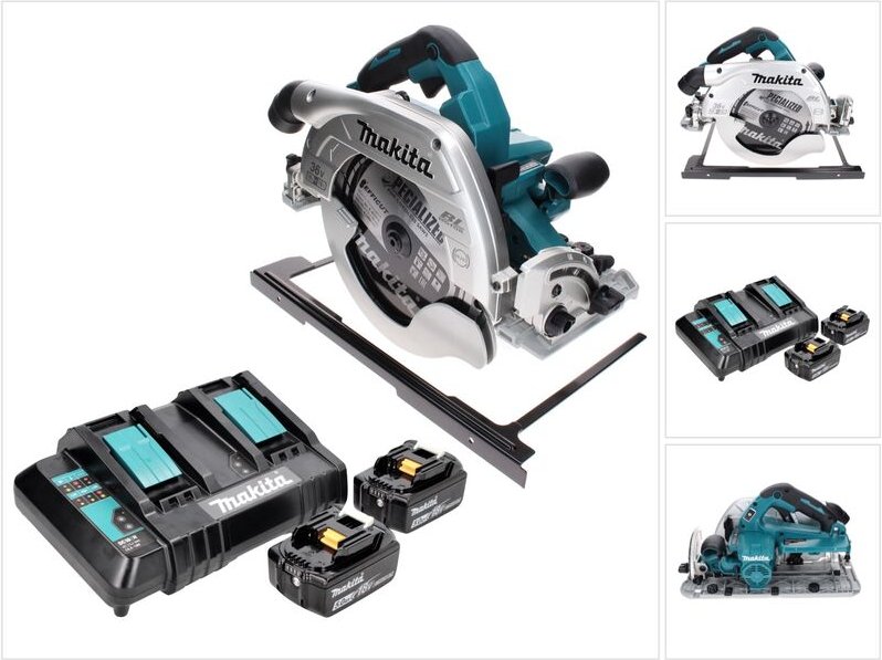 Makita DHS 900 CT Akku Handkreissäge 36 V ( 2x 18 V ) 235 mm Brushless + 2x Akku 5,0 Ah + Doppelladegerät