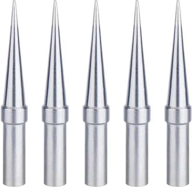 Lötspitze, 5 Stück Lötkolbenspitze 0,4 mm Ersatz, vernickelte Kupferlötspitzen, anwendbar für Weller WESD51 WES51 WES50 ...