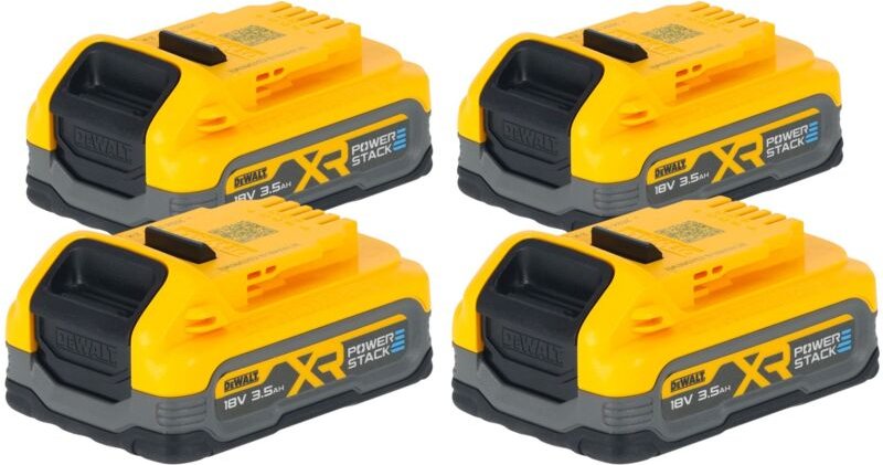 DeWalt DCBP 318 S4 Akku Set mit 4x Powerstack Akku 18 V 3,5 Ah / 3500 mAh XR Li-Ion - mit Ladestandanzeige