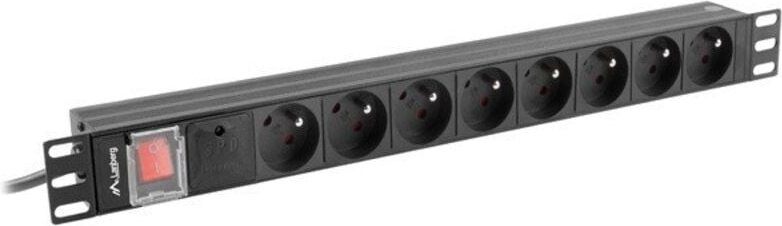 Lanberg Power Strip Rack Pdu 19" (1he, 16a, 6x 230v Pl, 2m, Schwarz) Pdu-06e-0200-Bk