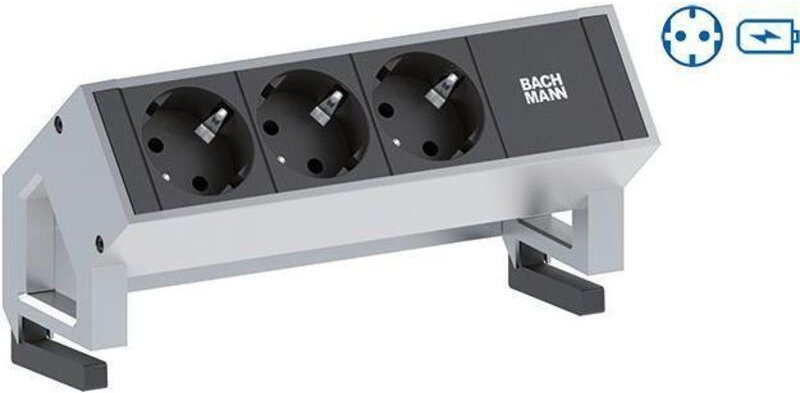 Bachmann Desk 2 Steckdosenleiste Aluminium Edelstahl Büro