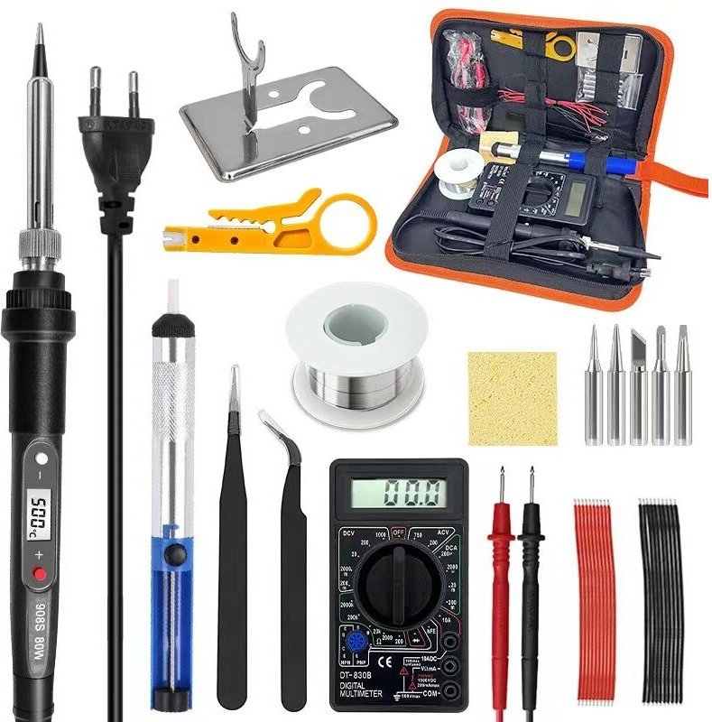 80W Schweißkolben-Kit, elektronisches digitales Schmuckschweißpistolen-Kit, einstellbare Temperatur, Miniatur-Schweißsti...