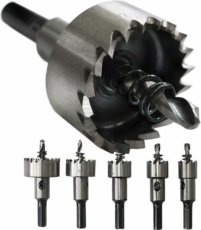 HSS-Kobaltstahl-Lochsägen-Set, 5 Bohrer: 16 + 18,5 + 20 + 25 + 30 mm, HSS-Kobalt, M35, hrc 64–66, Edelstahl
