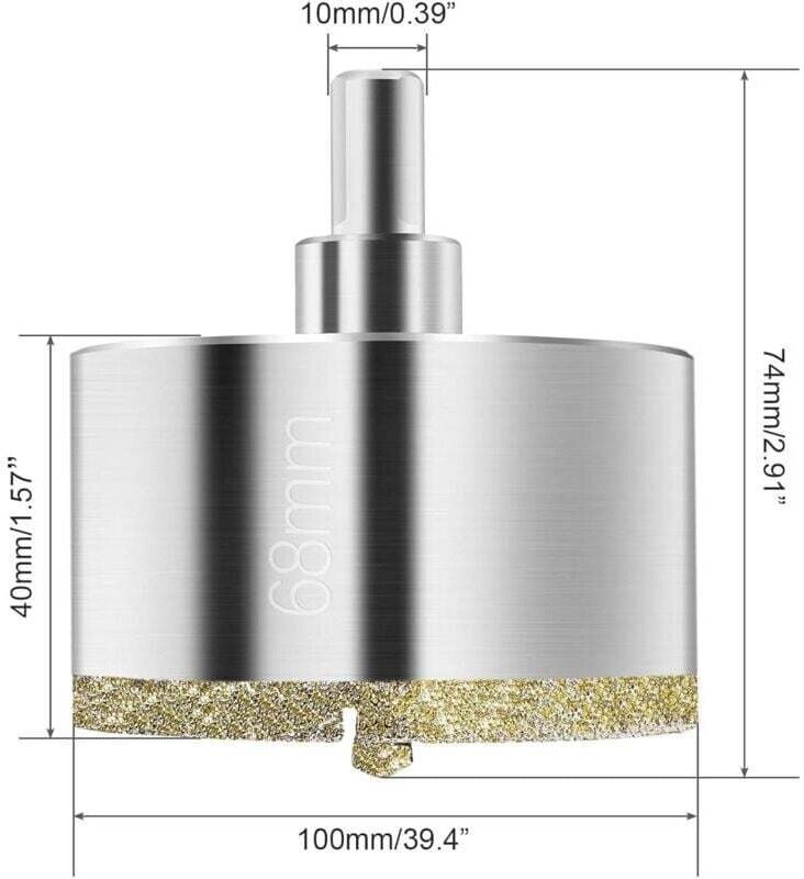 Thumbnail - Diamant-Lochsäge 68 mm, Diamantbohrer mit Zentralführungsbohrer, Fliesenlochsäge mit Diamant-Oberflächenbeschichtung zum...