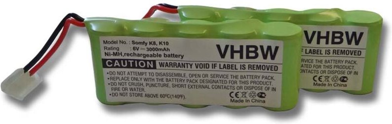 Vhbw - 2x Akku kompatibel mit Bosch Somfy D14, K10, K12, K8, K17 Elektrowerkzeug (3000 mAh, NiMH, 6 v)