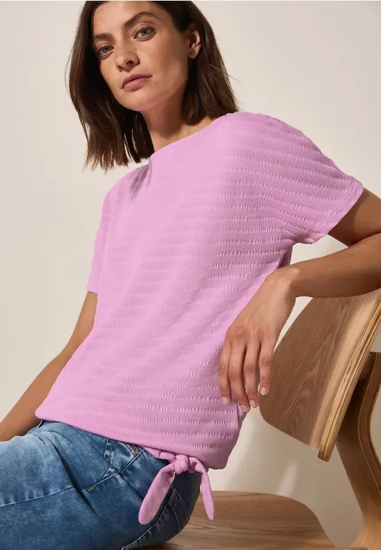 Cecil Damen T-Shirt in Smok-Optik in Rosa, Gr: XXL