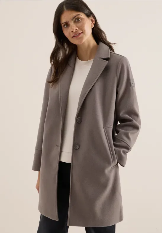 Thumbnail - Cecil Damen Woll-Optik Revers-Mantel in Braun, Gr: XL