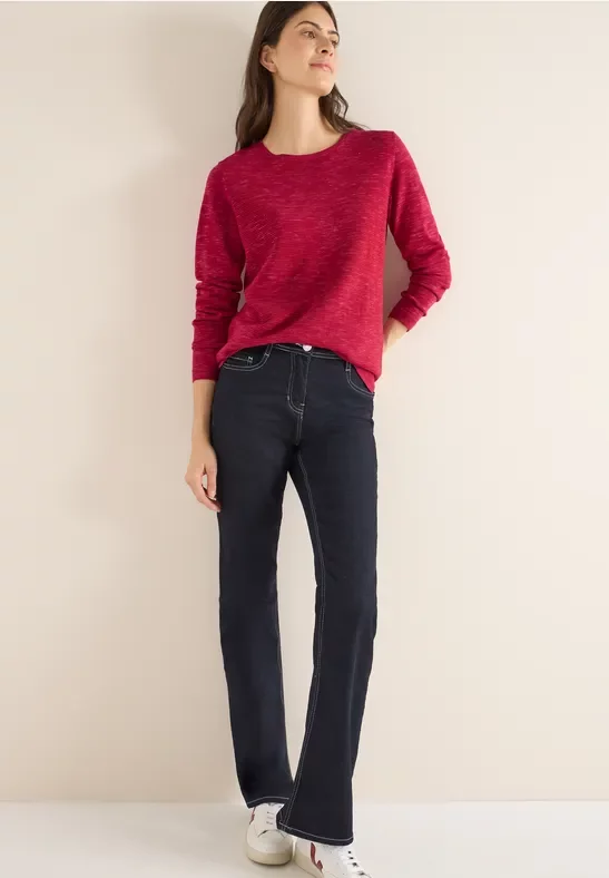 Cecil Damen Rundhals Strukturpullover in Rot, Gr: L