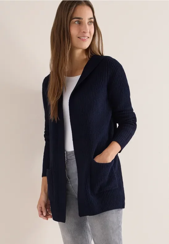 Thumbnail - Cecil Damen Strickjacke mit Kapuze in Blau, Gr: XS