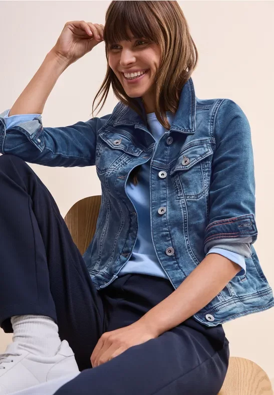 Cecil Damen Denim Jogg Jacke in Blau, Gr: XS